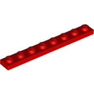 Lego destička 1x8, červená (346021)
